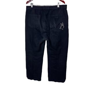 Percival X Harry Lambert Black wide leg pants Embroidered Eggplant sz 36x28